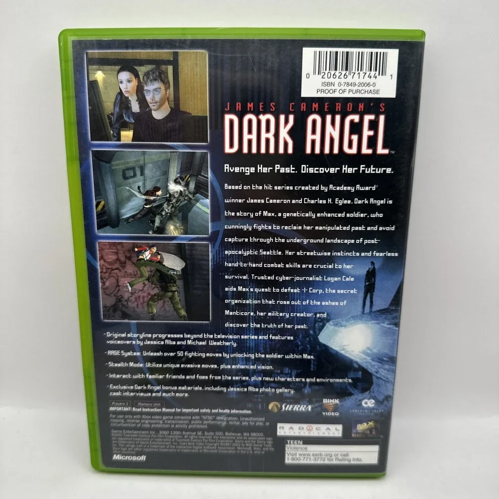 James Camerons Dark Angel OG Xbox 2002 CIB Complete Manual Reg Card EXCELLENT